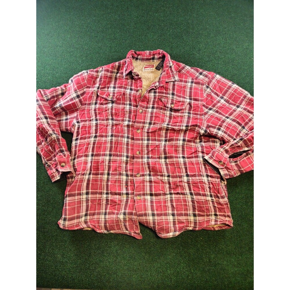 Wrangler Men’s XL Plaid Sherpa-Lined Flannel Jacket Shirt With Pockets
